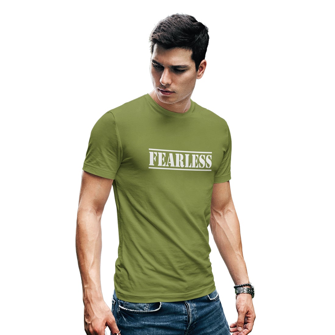Round Neck Fearless Printed T-Shirt