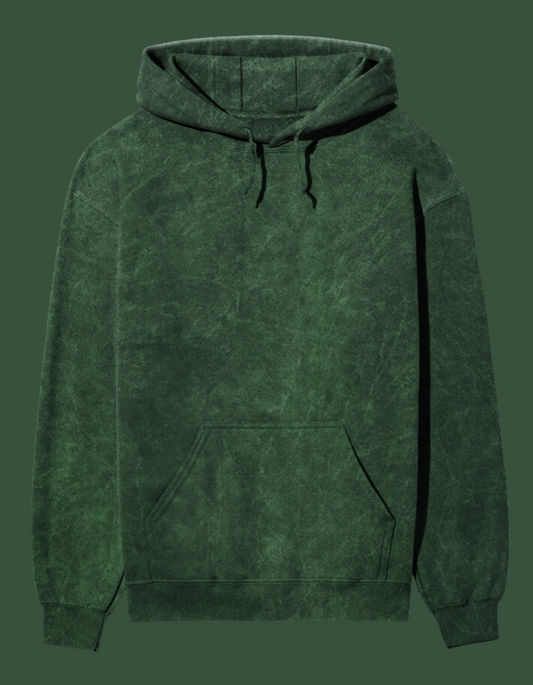 Bottle Green Acid Wash Hoodie