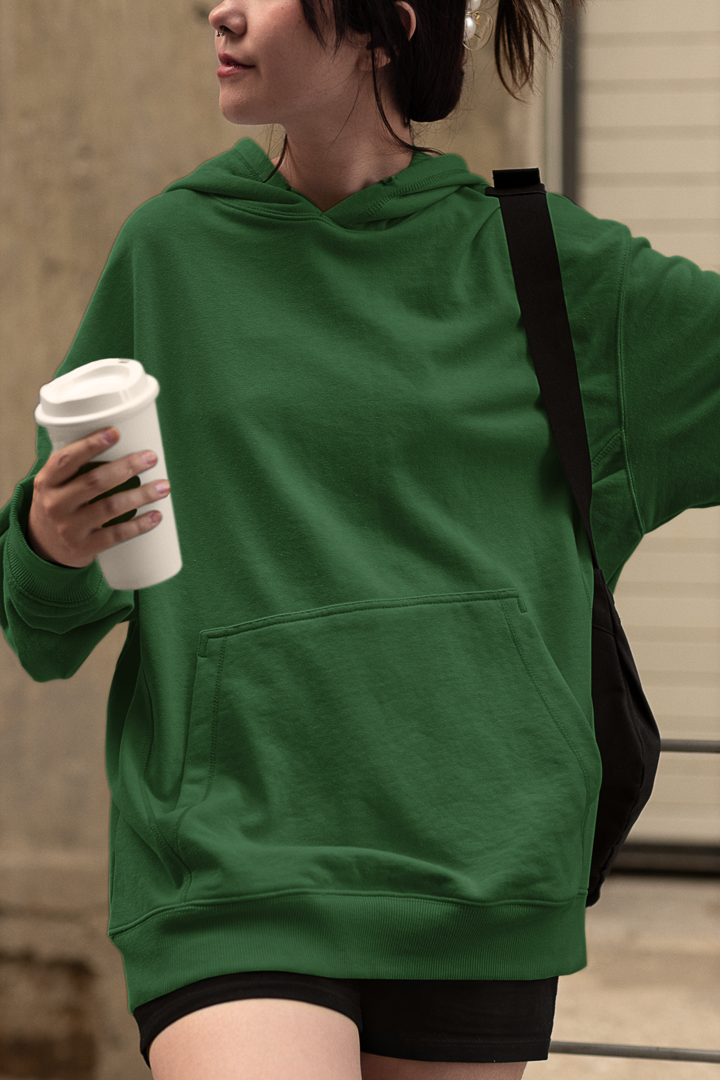 Bottle Green Oversized Hoodie For Her