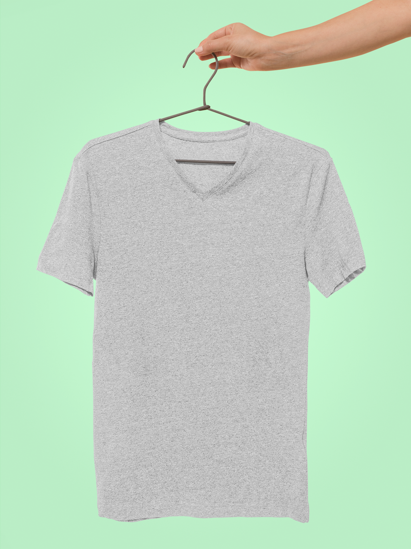 Grey Melange VNeck T-Shirt