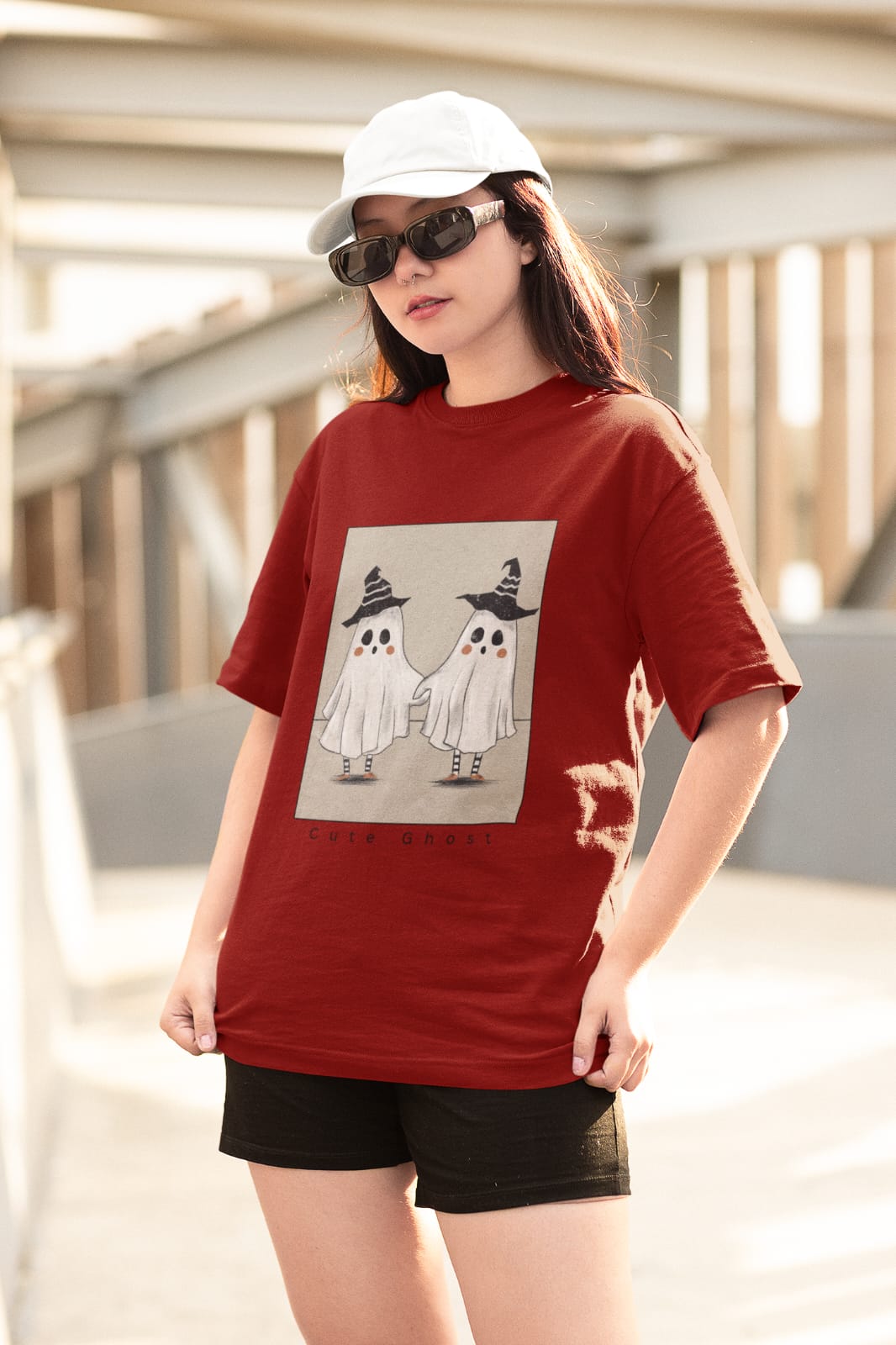 Cute Ghost Print Women's Oversized T-shirt