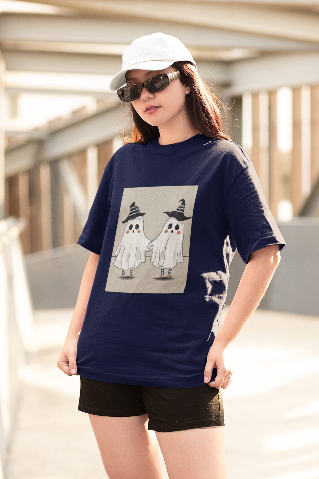 Cute Ghost Print Women's Oversized T-shirt