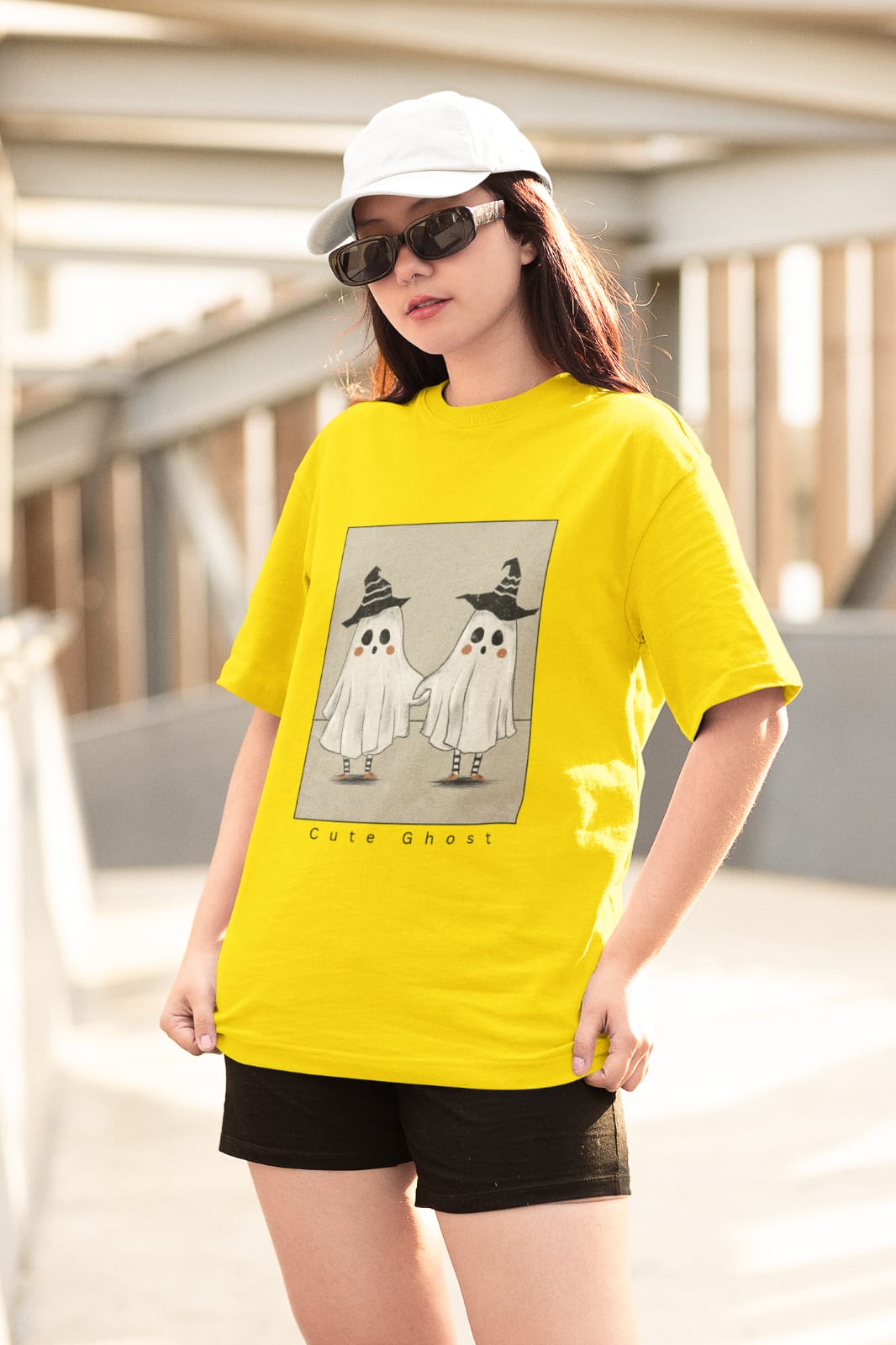 Cute Ghost Print Women's Oversized T-shirt