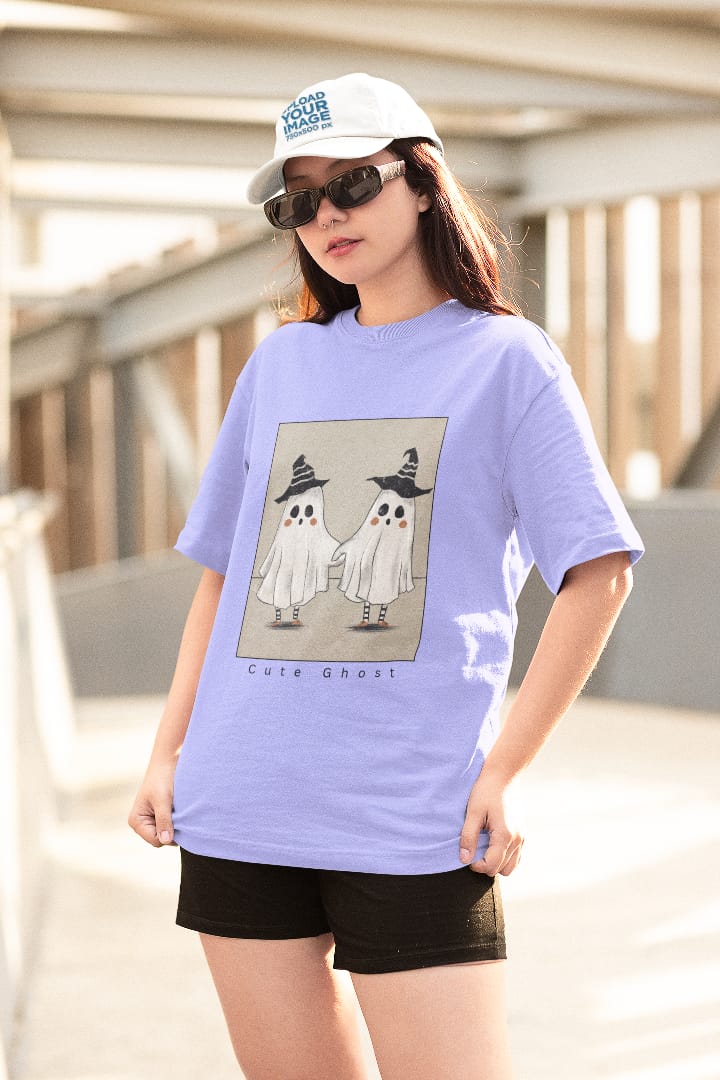 Cute Ghost Print Women's Oversized T-shirt