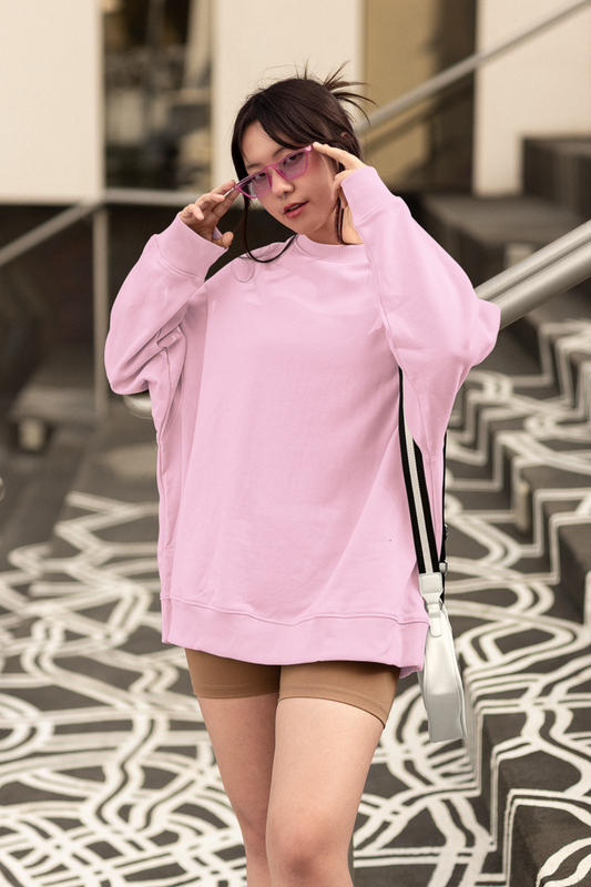 Light Baby Pink Oversized SweatShirt For Her