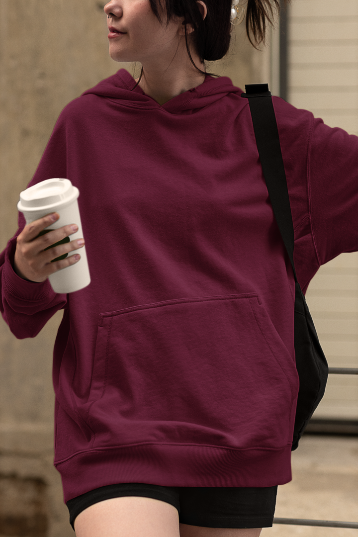 Maroon Oversized Hoodie For Her