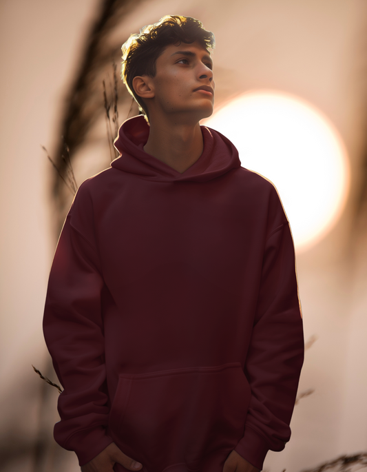 Men Maroon Oversized Hoodie