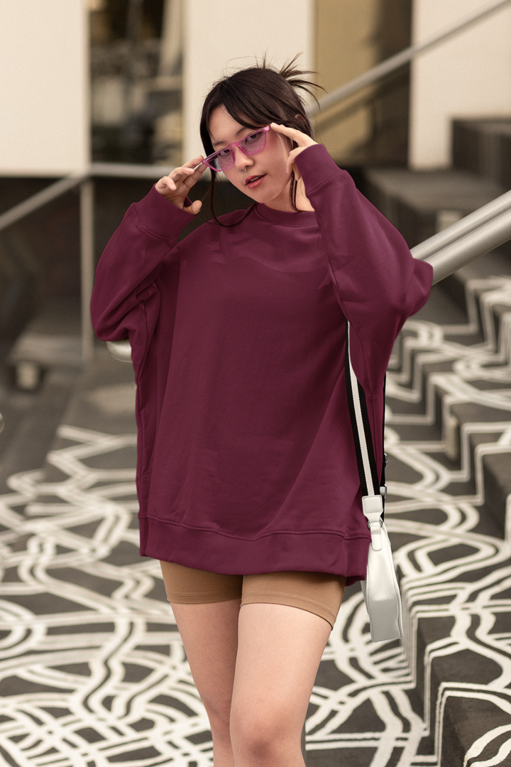 Maroon Oversized SweatShirt For Her