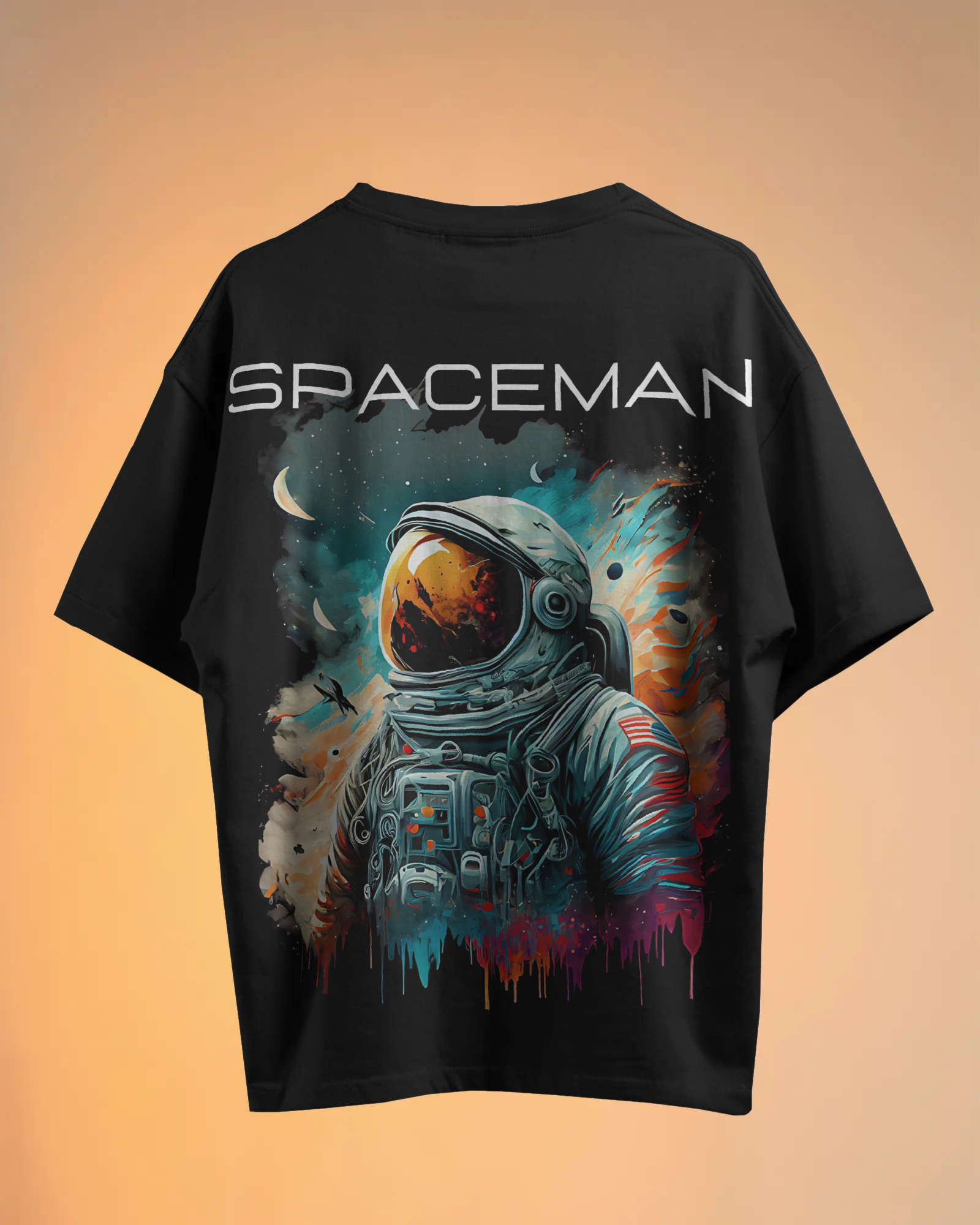SPACEMEN Printed Oversized Tees Black
