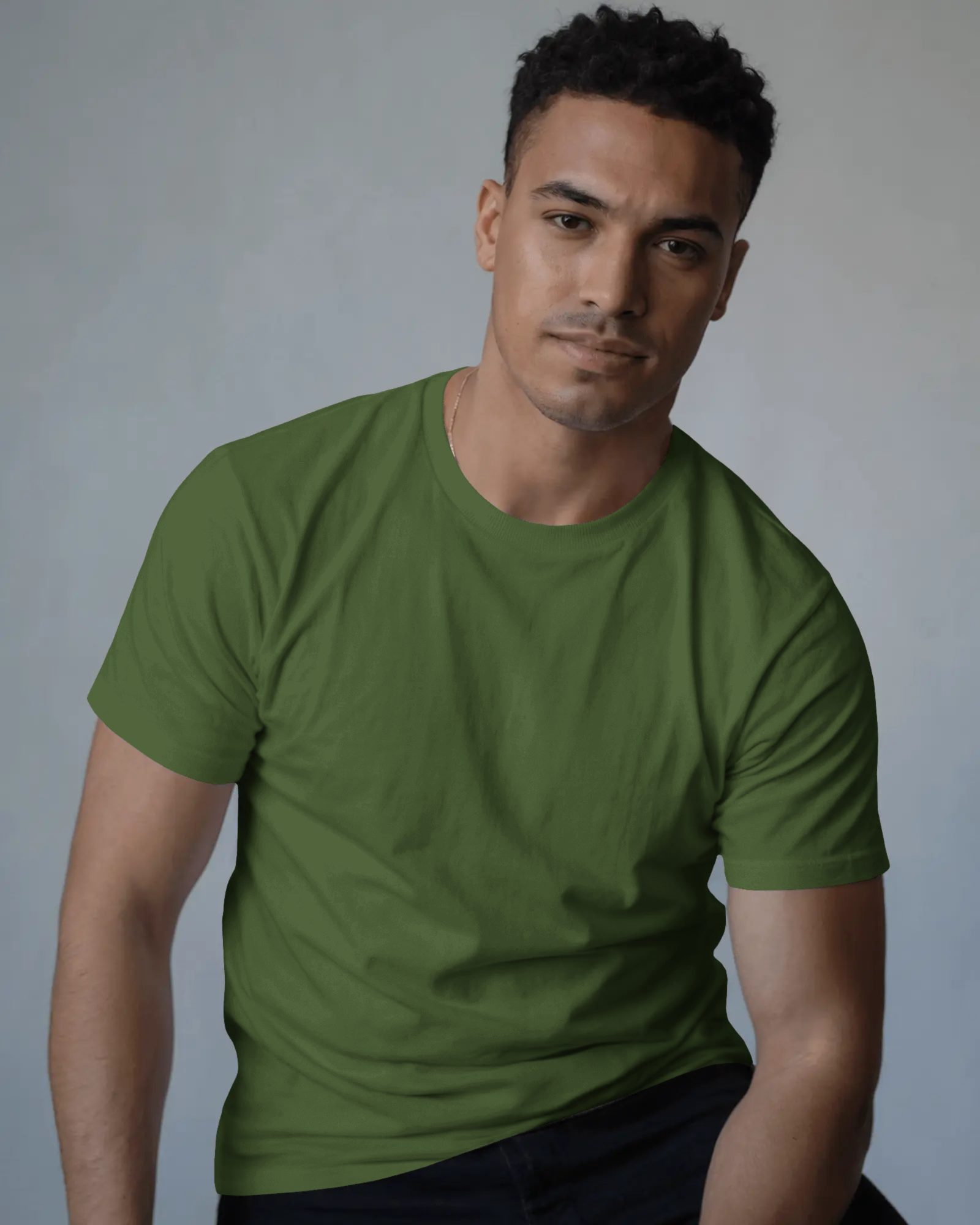 Olive Green Classic Round Neck T-shirt