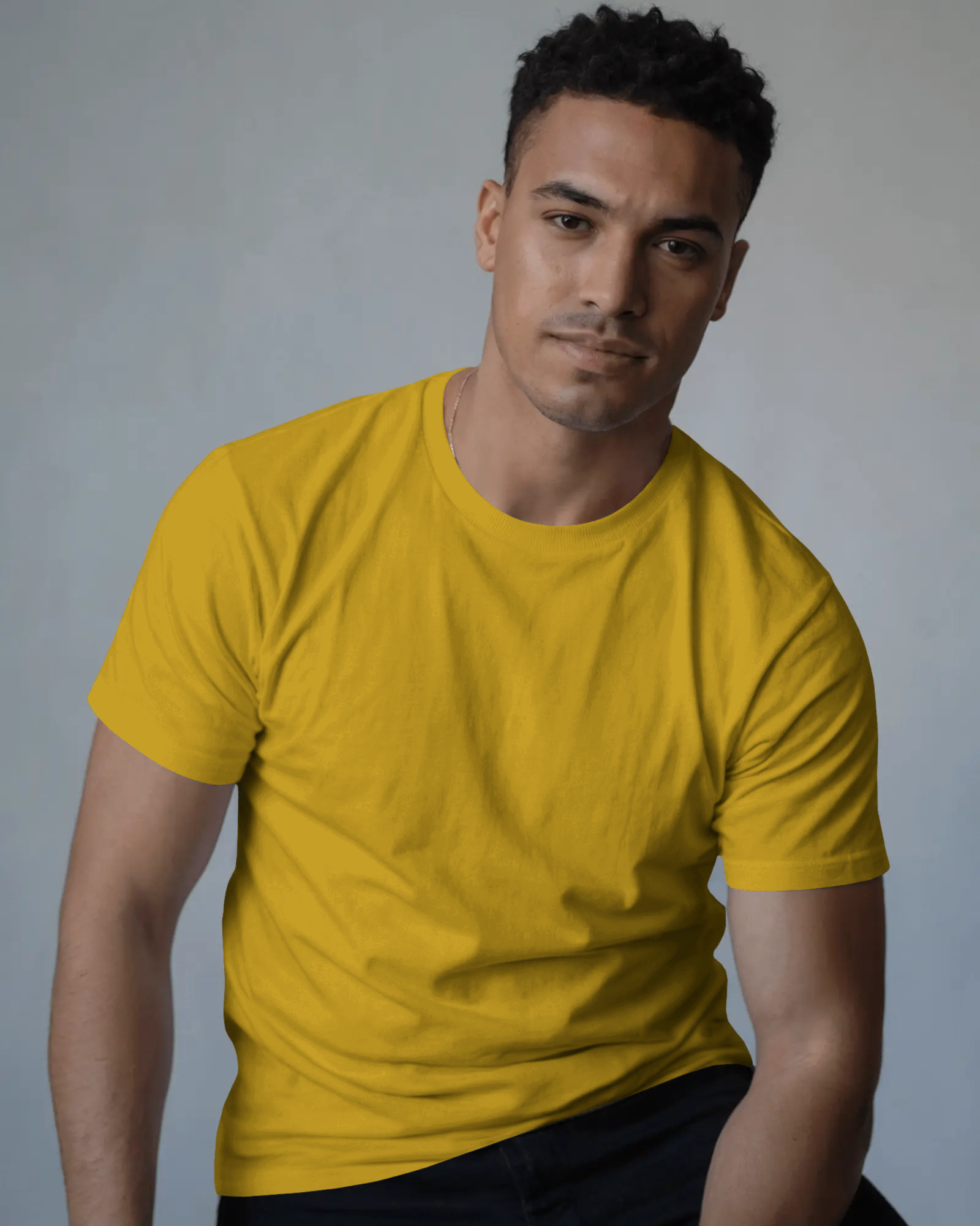 Yellow Classic Round Neck T-shirt