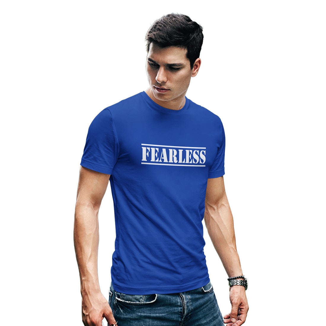 Round Neck  Fearless Printed T-Shirt