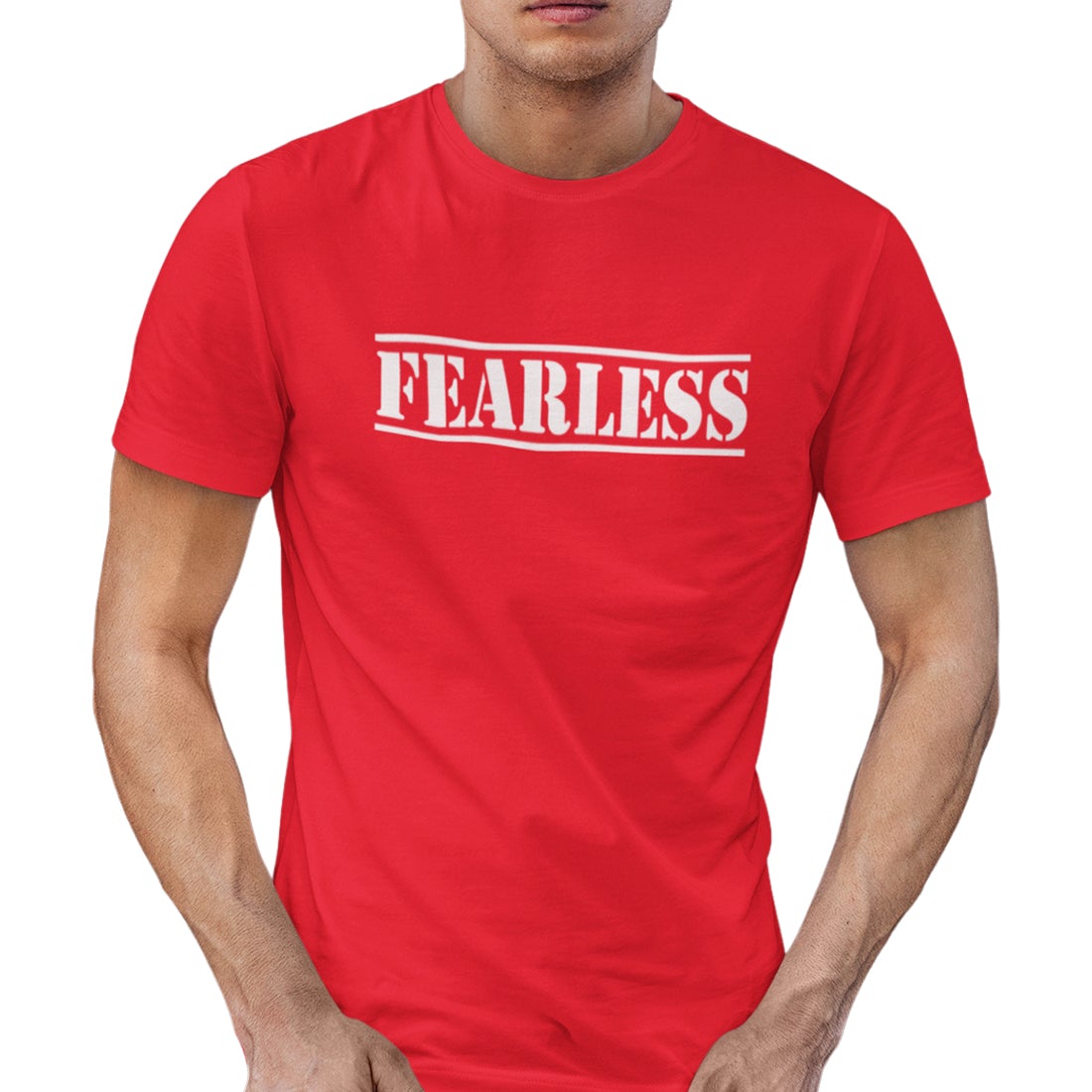 Round Neck  Fearless Printed T-Shirt