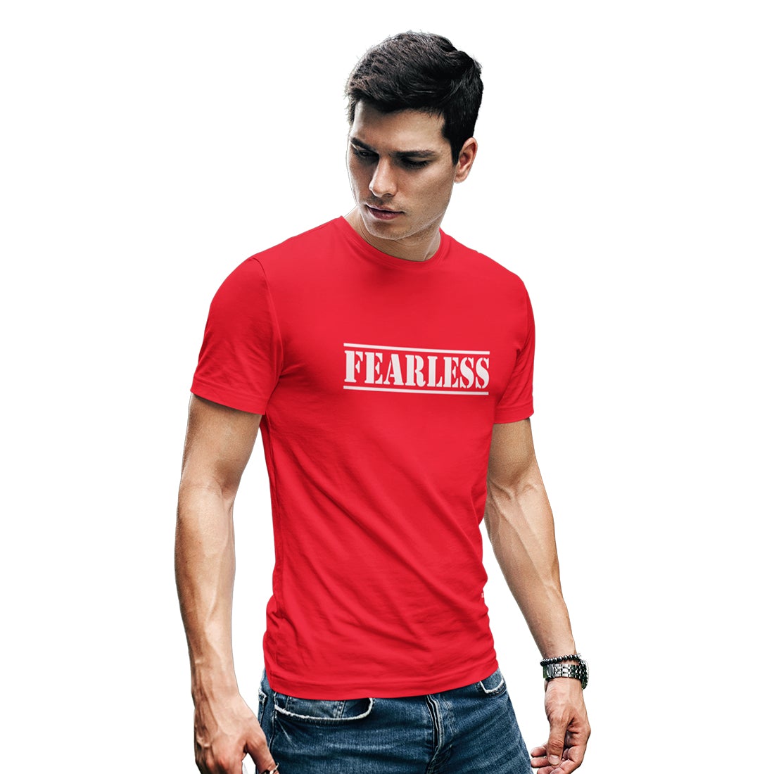 Round Neck  Fearless Printed T-Shirt