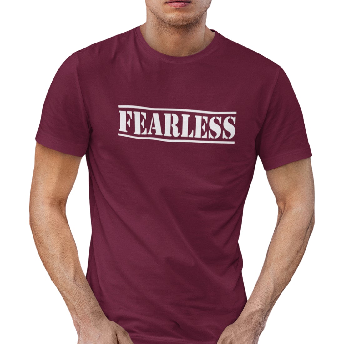 Round Neck  Fearless Printed T-Shirt