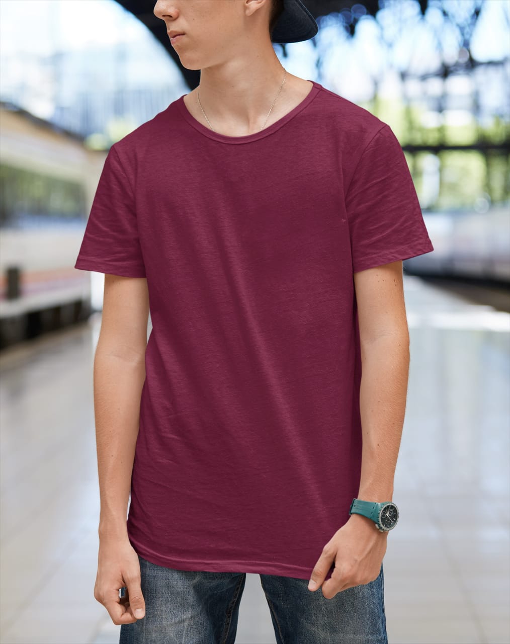 Men's Round Neck Plain T-Shirt