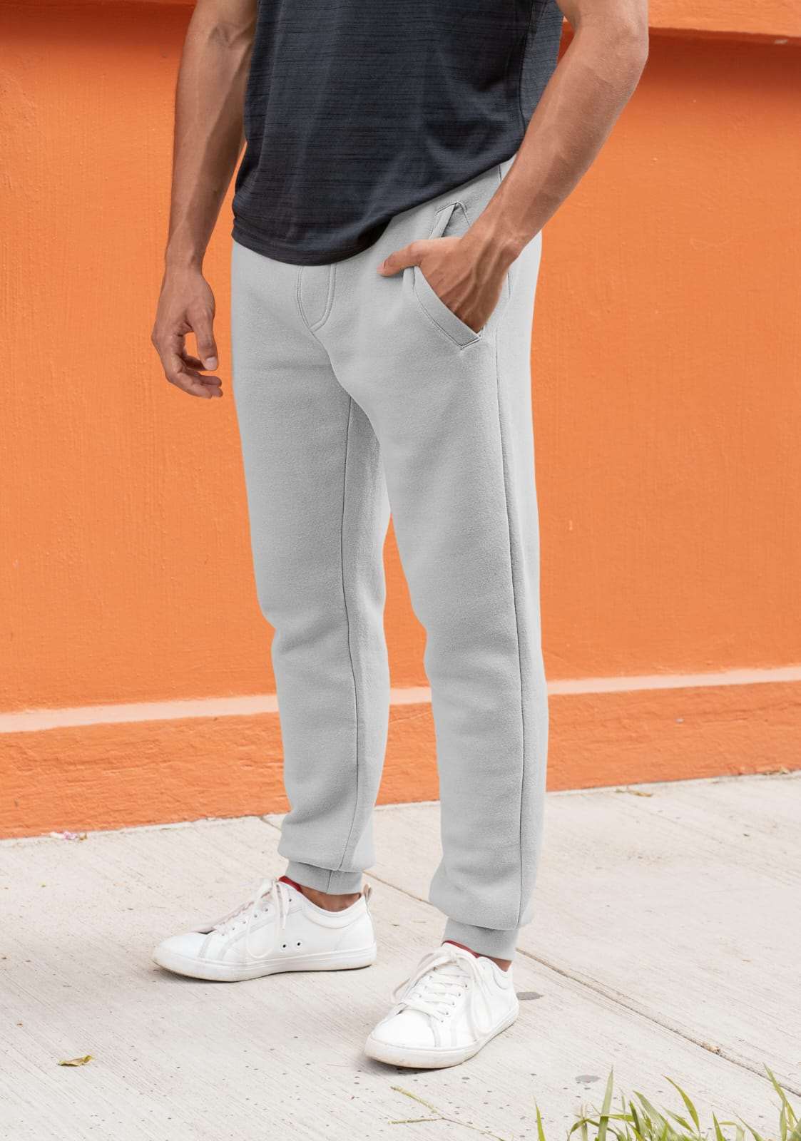 Men's Grey Melange Color Joggers